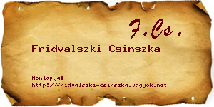 Fridvalszki Csinszka névjegykártya